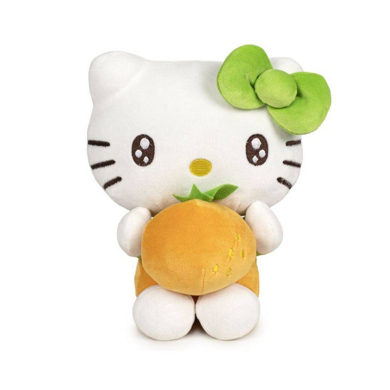 Hello Kitty Sanrio Hello Kitty and Friends Macedonia Hello Kitty with Orange Medium Plush Toy (25 cm, White/Orange/Green) - Image 1